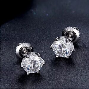 Certified 1ct Moissanite Round Mens Womens Screw Back Stud Earrings NEW